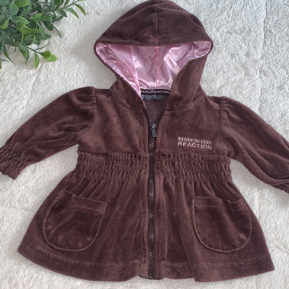 Kenneth Cole Brown Soft Terry Jacket 3-6M Baby Girl EUC